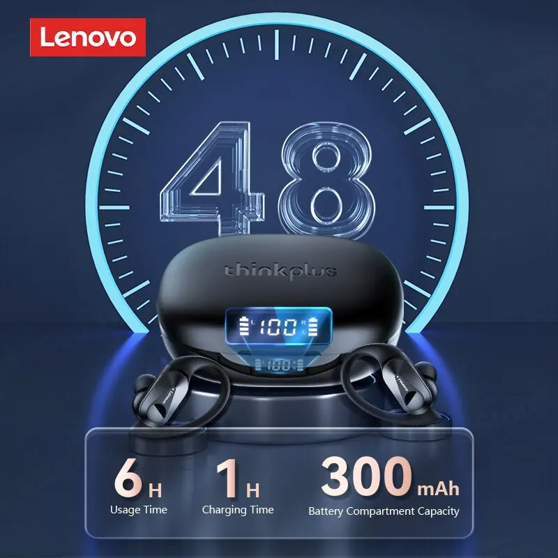 Lenovo-LP75 Fones De Ouvido Bluetooth 5.3, TWS, Sem Fio, Fones De Ouvido Esportivos, Display Digital LED, HiFi Stereo, Redução De Ruído, Gaming Earbuds