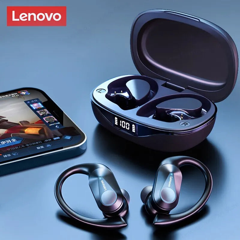 Lenovo-LP75 Fones De Ouvido Bluetooth 5.3, TWS, Sem Fio, Fones De Ouvido Esportivos, Display Digital LED, HiFi Stereo, Redução De Ruído, Gaming Earbuds